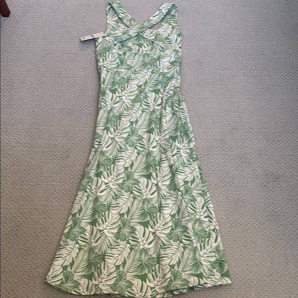 Pact Organic Cotton Leaf Print Maxi Dress, S, NWT! 🌴🌴